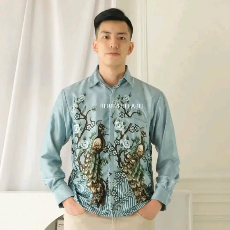 Baju Couple Biru Couple Kemeja Batik Dress Couple Baju pesta setelan batik couple Dress  Baju Imlek Cheongsam 5