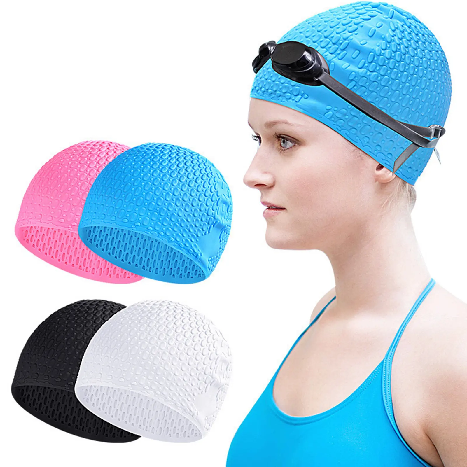 1pc Swimming Cap, Silicone Waterproof Comfortable Non-slip Elastic Swimming Cap, Unisex Swimming Cap For Men Women