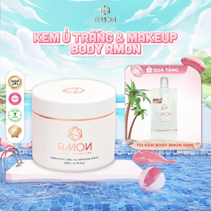 [KOL- Tặng 1 Túi Kem Rmon 50ml] Kem ủ trắng & makeup body Rmon White Label Dia Whitening Cream 200ml