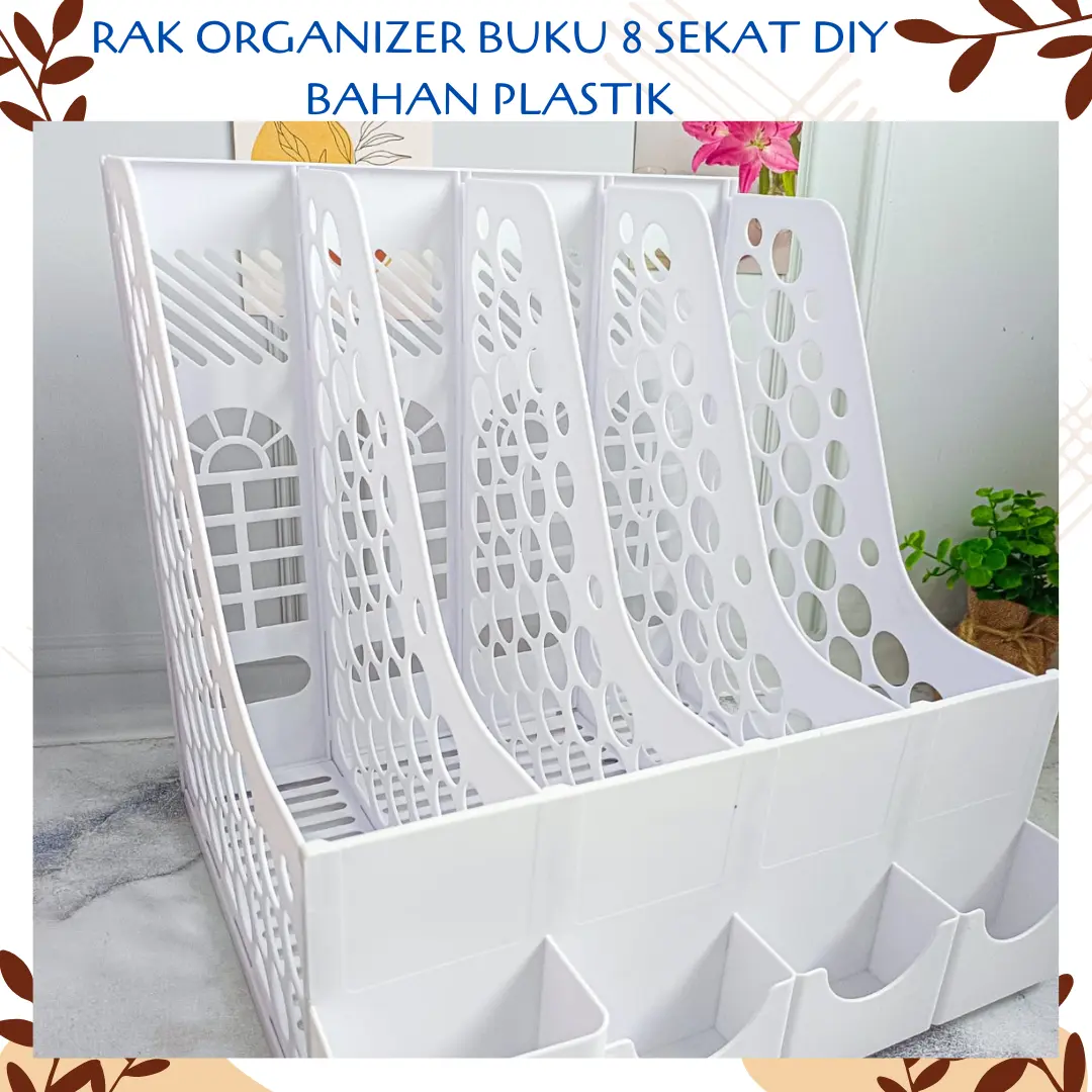 RAK ORGANIZER BUKU 8 SEKAT DIY BAHAN PLASTIK MULTIFUNGSI WARNA WARNI ALAT TULIS