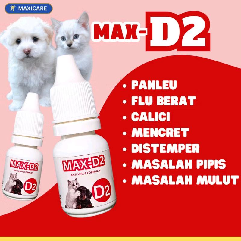 Obat Kucing MAX D2 Obat Virus Kucing Flu Berat, Panleu, Calici, Distemper, Mencret, Pipis Darah, Sariawan, Lemes, Muntah, Bakteri, Bersin MAX-D2 Maxicare Clever Solutions Olive Care Babah Cat House Koinami Uky Cat 0