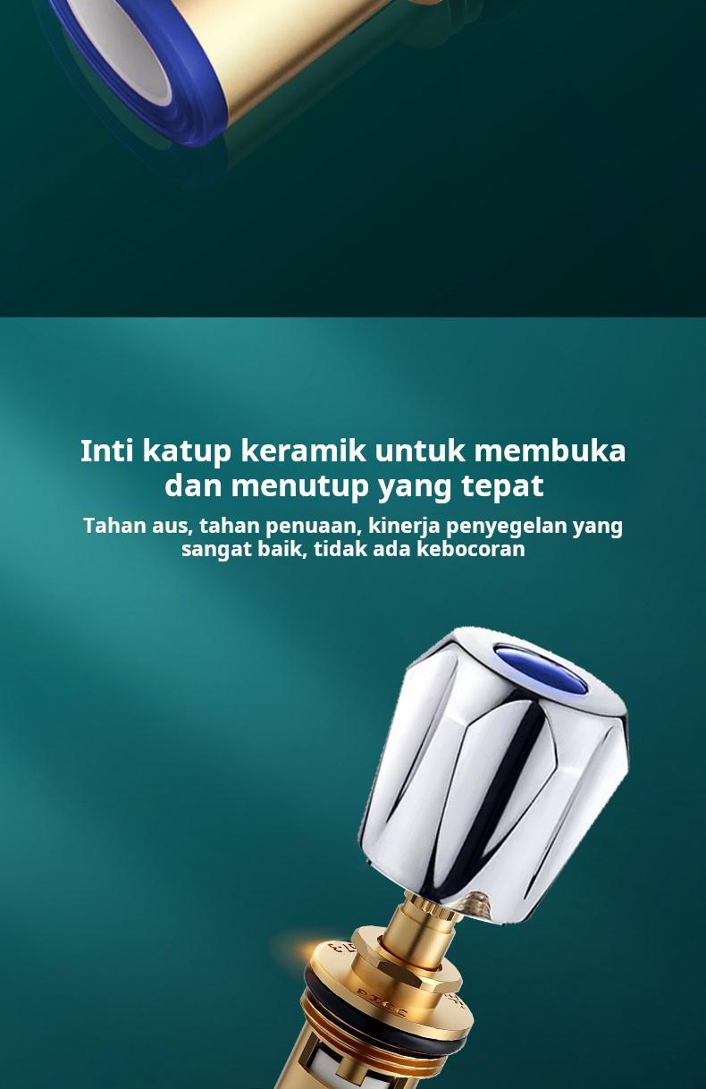 Fitting anti bocor keran universal berbahan tembaga murni, katup sudut, keran air dingin tunggal, inti katup tembaga dapur, pegangan.