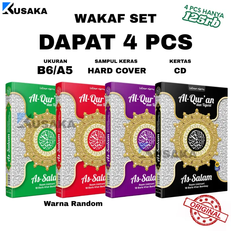 Foto Rasm (Paket Al Quran 4 Pcs) Al Qur'an Wakaf As Salam B6/A5 Alquran Wakaf ...