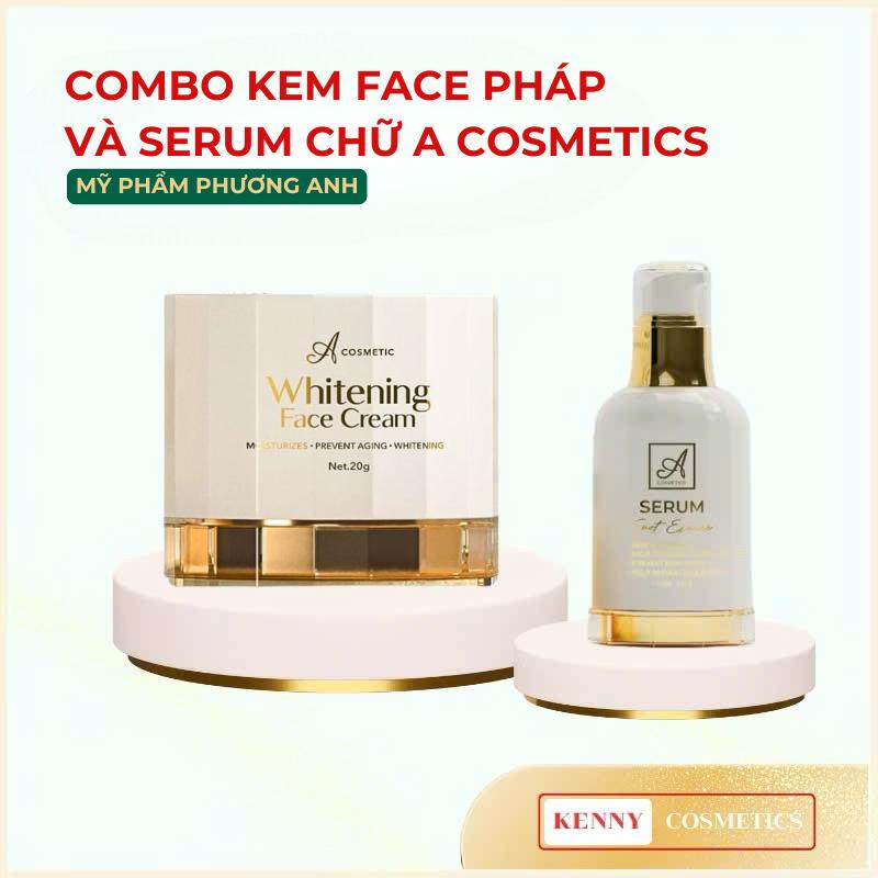 Combo Kem Face Pháp Chữ A & Serum Herbal Essence A Cosmetics - WHITENING FACE CREAM- Mỹ Phẩm Phương Anh Skincare