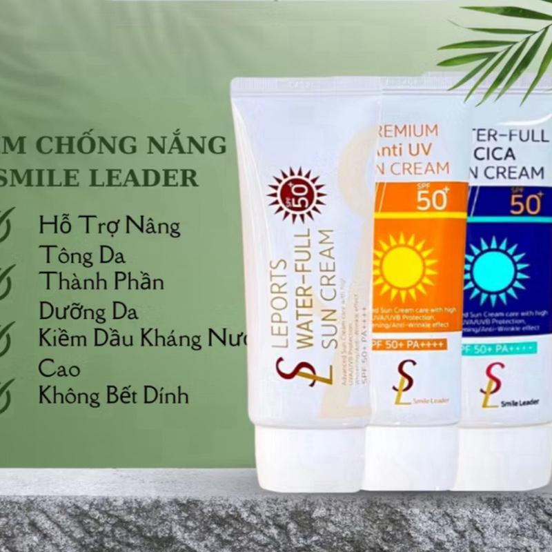 Kem chống nắng nâng tone Smile Leader Sun Cream SPF50+ cho da dầu mụn và da khô 60ml Sunscreen Dưỡng Ẩm Da