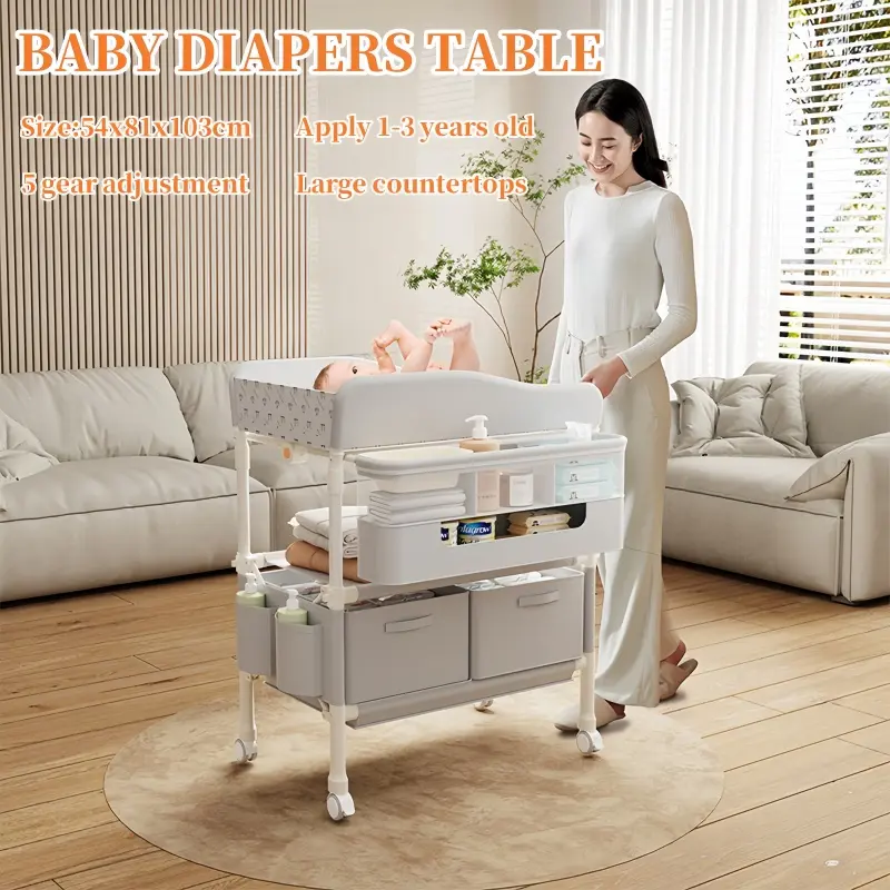 Foldable Portable Diaper Table for 0-3 Year Olds - Adjustable Baby Care Station