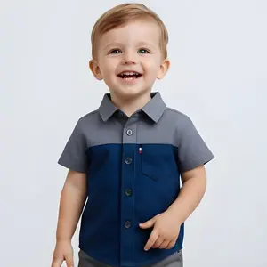 Kemeja Sanan Lengan Pendek Two Tone Stylish Bahan Premium Nyaman untuk Harian dan Acara Formal Santai - Fashion