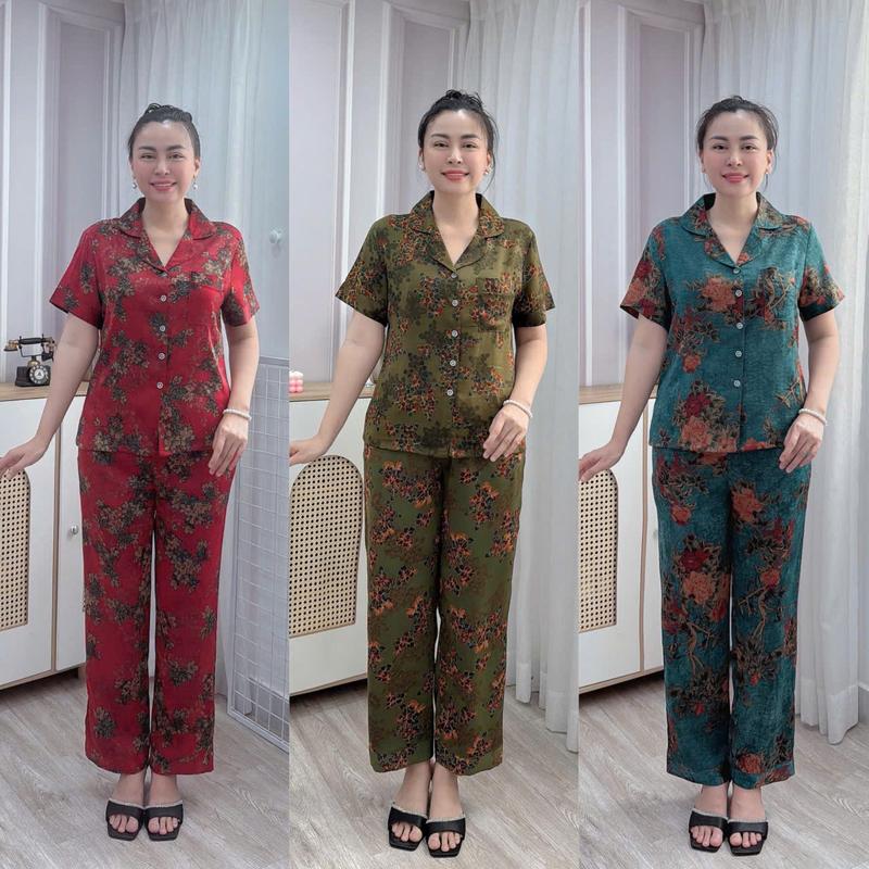 Đồ Bộ Trung Niên Lụa Latin 2 Da Cao Cấp Mềm Mại, Thiết Kế Cổ Bẻ Thanh Lịch, Có Size, Bigsize, Nữ, đồ bộ trung niên u50 cao cấp, đồ bộ trung niên cho mẹ u40 sang chảnh, đồ bộ người già, đồ bộ nữ cho mẹ, do trung niên cho mẹ, set đồ trung niên