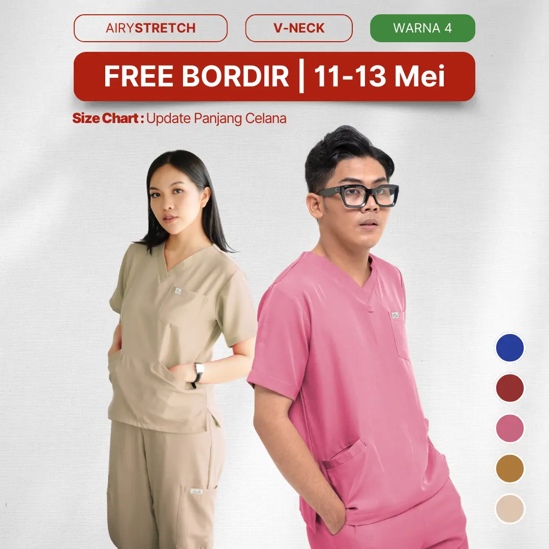 Airy Stretch - Baju V-Neck - Home Of Stasis Warna 4 - Medical Scrub Doctor’s Baju celana Jaga Panjang pendek V Neck Joger Cargo OKA OK Perawat/Dokter Nakes Polydex polos Paket seragam kerja pria wanita Set Terpisah Safety Wear