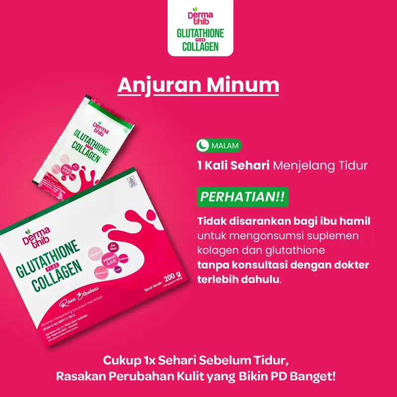 Dermathib - Glutation Plus Collagen Drink Whitening Booster Minuman Serbuk Pemutih Badan isi 10 sachet 4