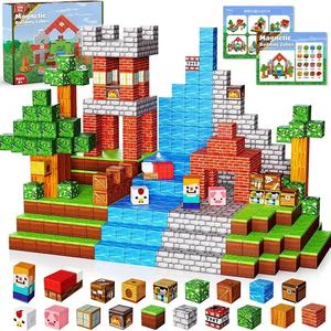 マグネットブロック 100/150個、動物の世界テーマのマグネットキューブおもちゃセット、STEMモンテッソーリ感覚玩具（3〜12歳向け）