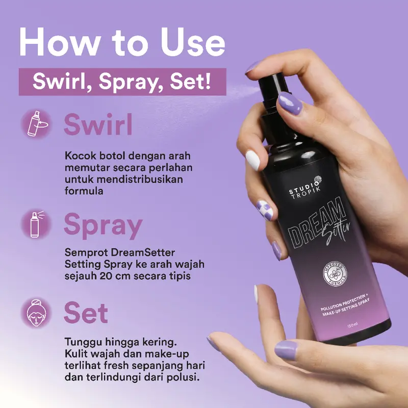 Studio Tropik Setting Spray Dream Setter Glowy Satin Matte Finish | Make Up Finishing Spray 6
