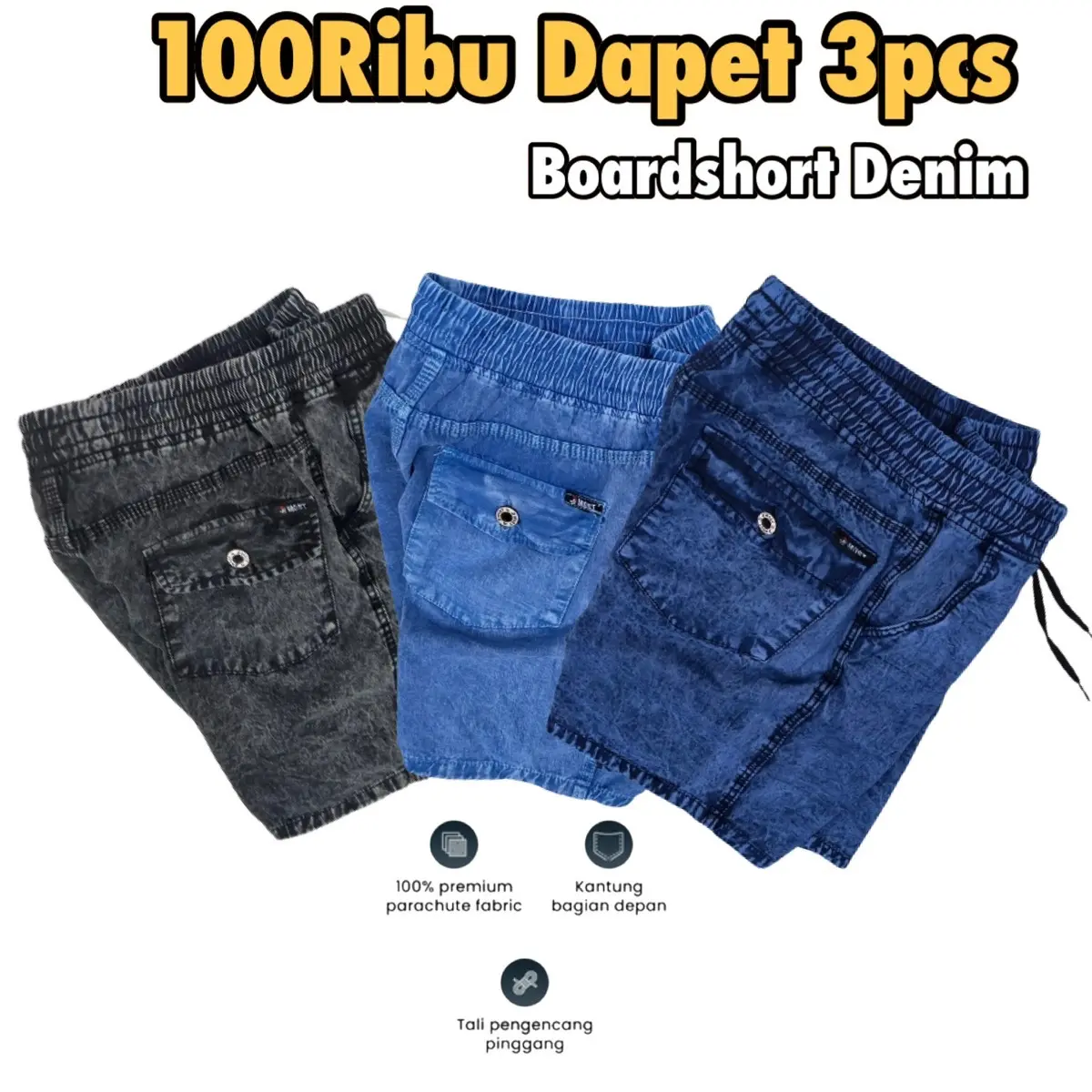 Paket 3pcs 100Rb Boardshort Pria/Celana Pendek Pria Dewasa / Celana Pria / Celana Boardshort Distro