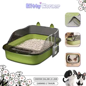 Pet Litter Box Open  - Tempat Bak Pasir Kucing Tempat Pup - Pet Toilet Pasir Kucing Anjing Desain Terbuka- Cat Litter Box Model Terbuka