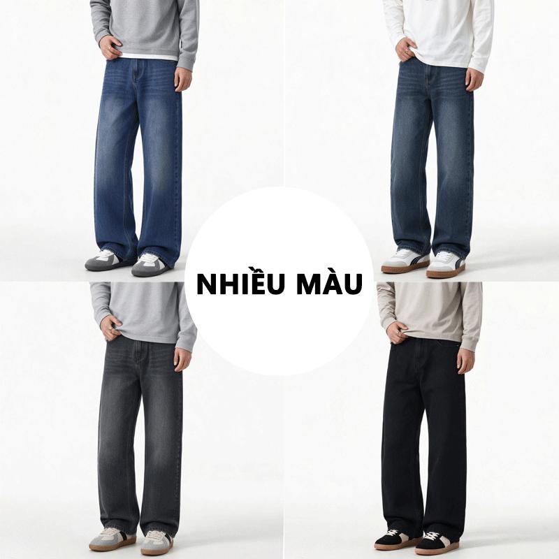 Quần jean ống rộng thẳng nam nhiều màu, dễ phối đồ hàng ngày, phong cách đường phố 1105