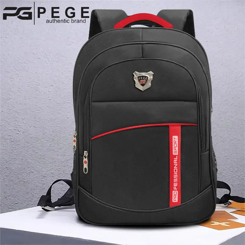Tas Ransel Laptop Pria PEGE Cavan Tas Punggung Hitam Stripe Merah Gaya Elegan dan Casual - PG 29 0