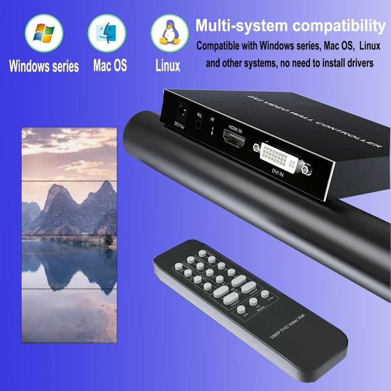 Product Introduction of 2x2 Video Wall Controller 1080p TV Splicing Box 1x2 1x3 1x4 2x1 3x1 4x1 HD DVI Switch 4 Screen Splicer Processor 38