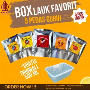 BOX PAKET 5 SAMBAL GURIH FAVOURITE PASTI KETAGIHAN ISI 100 GR CUMI AYAM TONGKOL UDANG TERI