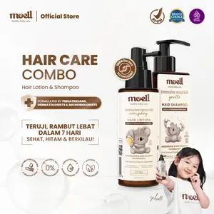 Moell Hair Care deals! - Hair Lotion 100gr & Shampoo 185gr - Menumbuhkan & Melebatkan Rambut Bayi & Anak - Panax Ginseng,Kemiri, Biotin - Skincare Bayi Formulasi Dokter- Perawatan Rambut Bayi dan Anak