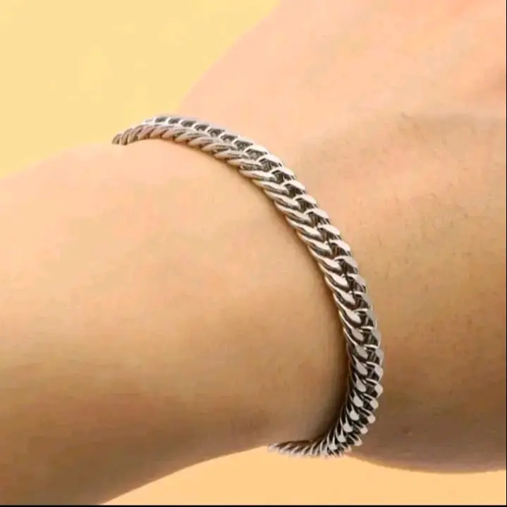 GELANG TANGAN PRIA DAN WANITA RANTAI SILVER STAINLESS STEEL ANTI PUDAR DAN TIDAK LUNTUR 1