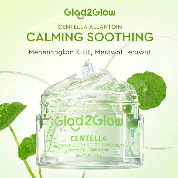 Glad2Glow Gel Moisturizer Centella Allantoin Sooting 30g Berjerawat Wajah Acne care Calming Cooling sooting Lactic Silver Pelembab Acid Hyaluronic Beruntusan Perawatan Hitam Berminyak Hydrating G2G Skincare Mencerahkan Glycolic Bruntusan hijau moist 0