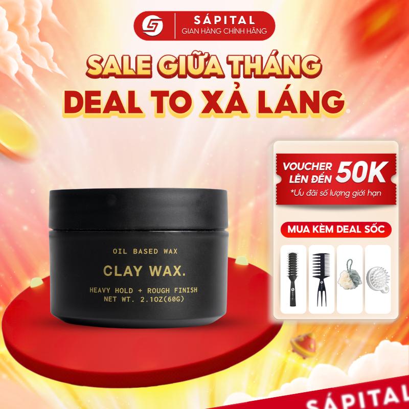 [ BẢN MỚI 2025 ] Sáp vuốt tóc Rusty Lab Clay Wax 60g - Phù hợp với nền tóc dầu, độ kết dính cao, tạo hiệu ứng tự nhiên, giữ nếp tóc lên đến 1 ngày - Tặng kèm lược bán nguyệt Chaoba