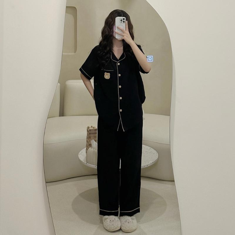 Set đồ bộ ngủ bộ ngủ dài form rộng chất đũi Hàn mịn 100% cotton - Jemcloset - DARIN - 8203