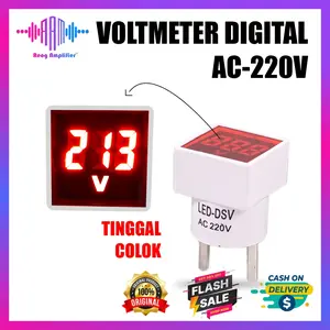 Voltmeter Colok Volt Meter Digital Alat Pengukur Voltase Tegangan Listrik Digital AC 110V - 300V