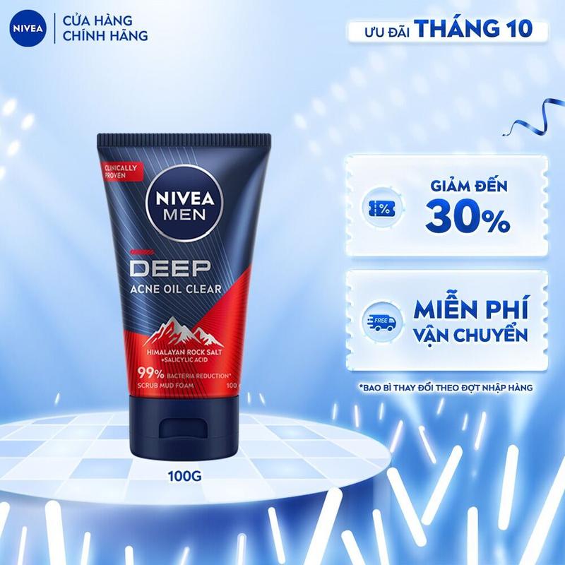 Sữa Rửa Mặt NIVEA MEN Deep Than Đen Hoạt Tính | Muối Himalaya (100 g) - 84415/88521