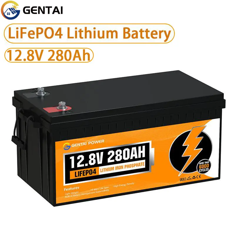 GENTAI POWER 12V 280Ah LiFePO4 Lithium Battery Portable Solar Battery ...