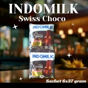 INDOMILK Swiss Choco Krimer Kental Manis Kemasan Sachet | 1 Pak (6 x 37 gram)