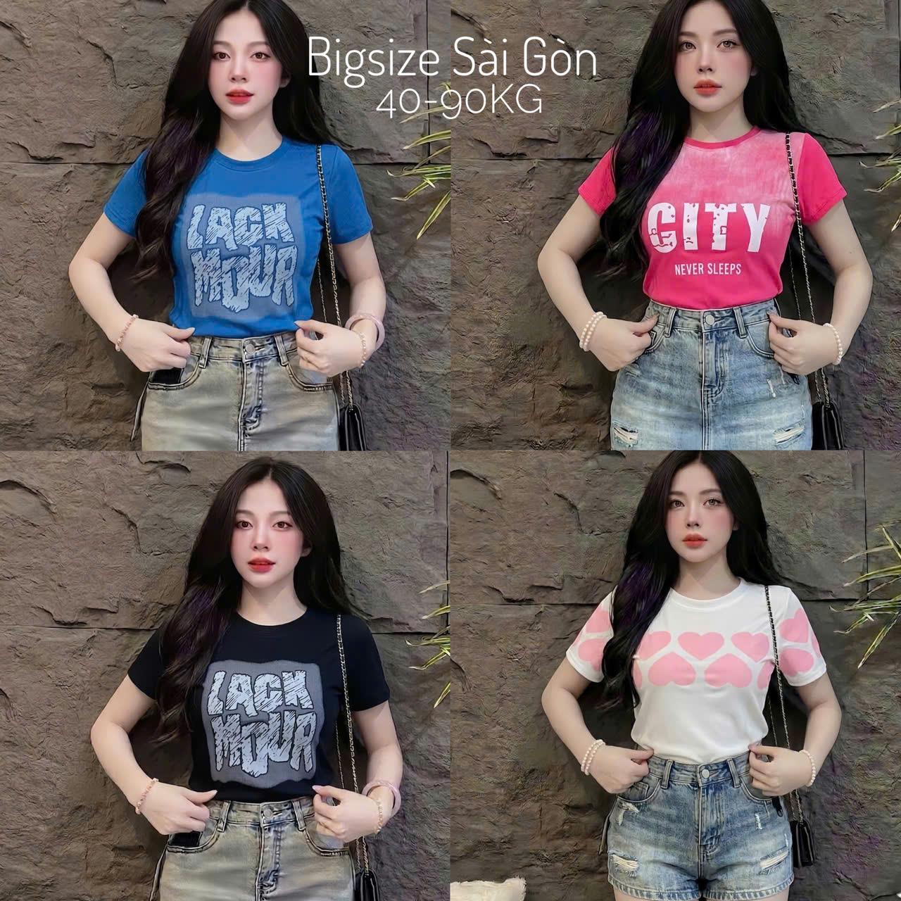 Áo Thun Nữ Cổ Tròn In Hình Vải Thun Tăm Mềm 45 - 90Kg Có Bigsize Sài Gòn Top Women - B.1493