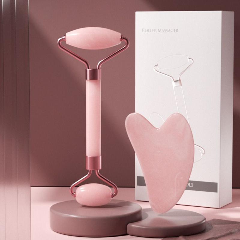 2pcs/set Double Headed Guasha Set New Resin Portable Face Roller Wrinkle Remover Neck Massager Gua Sha Scraper Board 1