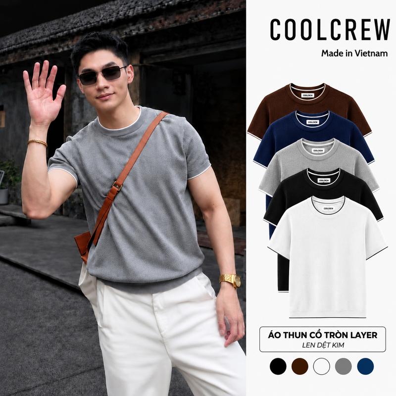 Áo Thun Len Dệt Kim Cổ Tròn Layer Ngắn Tay Form Regular Fit Phong Cách Thời Trang Hàn Quốc ALH07 ATN102