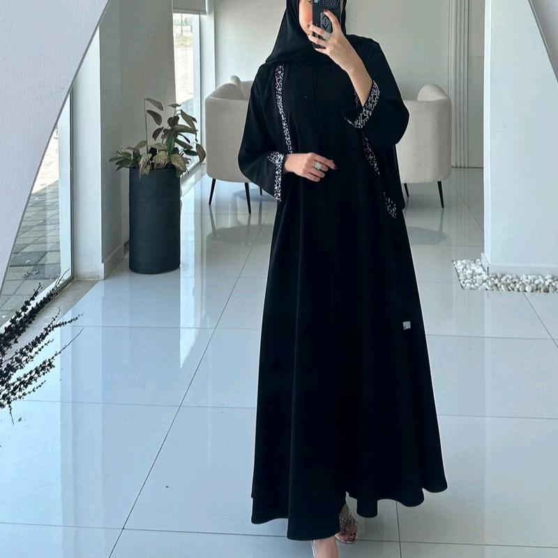 Abaya Syarifah Jasmine Hitam Full Furing by Ghanim Modesty -  Simple Gamis dengan Payet Tanam Mutiara - Muslim 0