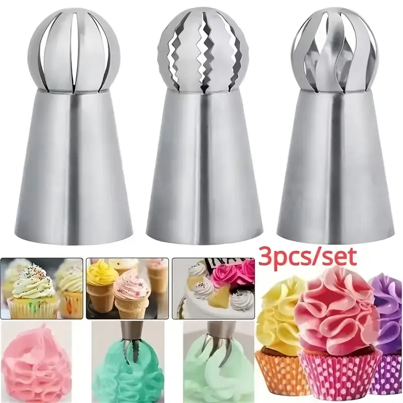 3 Pcs Spuit Api Stainless | Nozzles Lidah Api untuk Dekorasi Kue & Cupcake | Perlengkapan Baking Wajib Punya Kitchenware