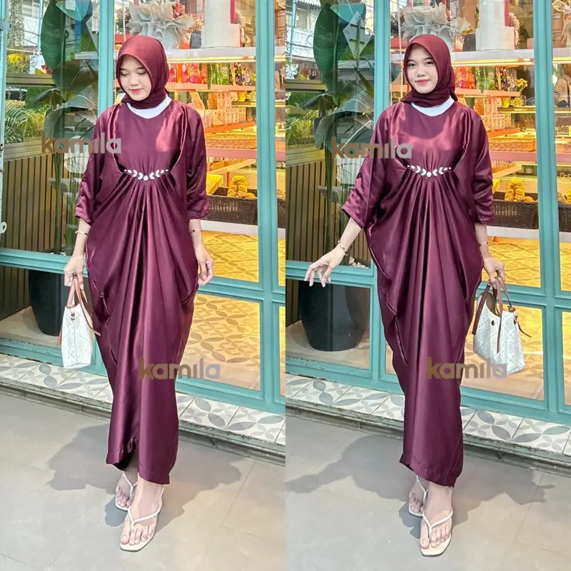 PALING BARU!!! Adara kaftan raya/kaftan viral 2025 Muslim Satin Silk Wanita Lebaran Gamis Panjang Dewasa