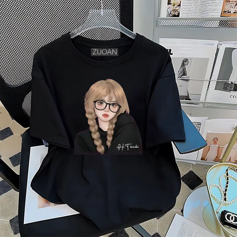 A0564   Mẫu thiết kế mới năm 2026, áo thun ngắn tay nữ in họa tiết chất lượng cao, làm từ vải cotton nguyên chất, mềm mại và thân thiện với da, phong cách Hàn Quốc, đa năng và thời trang, sản phẩm bán chạy nhất. | BigBuy360 - bigbuy360.vn