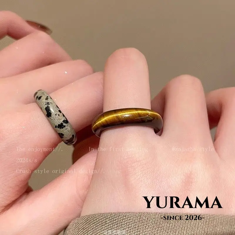 [Yurama] Cincin Wanita Batu Tiger Eye Motif Bintik A306