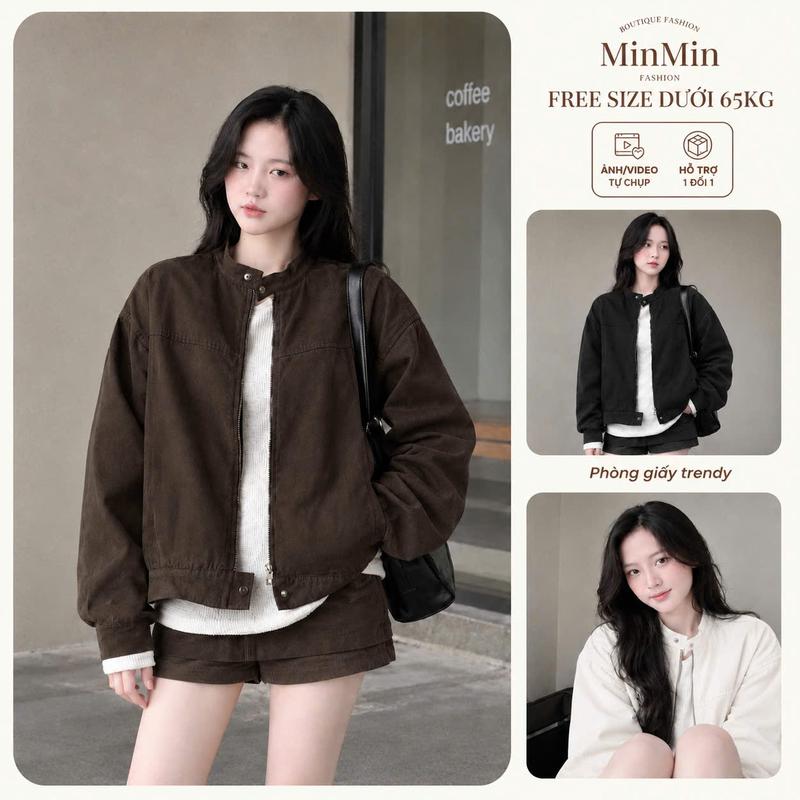 Áo Khoác Kaki 2 Lớp Cổ Tàu , Áo Khoác Bomber Mặc 4 Mùa Chống Nắng Đi Chơi Chất dày Dặn Form Dáng Rộng