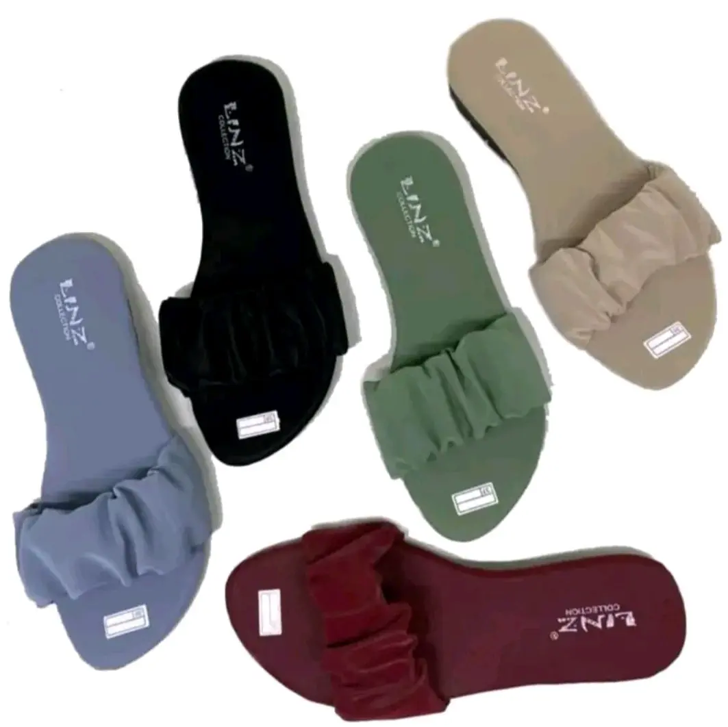 Sandal Kerut Flatwanita Trendy - Model Terbaru - Shoes, Karet, Selop, Perempuan, Cewek