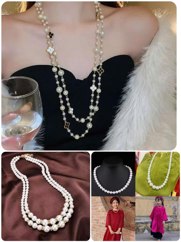 Dây Vòng Chuỗi Hạt Trai Đeo Cổ Cho Bé Gái Mặc Áo Dài Áo Bà Ba - Trang Sức Dây Chuyền