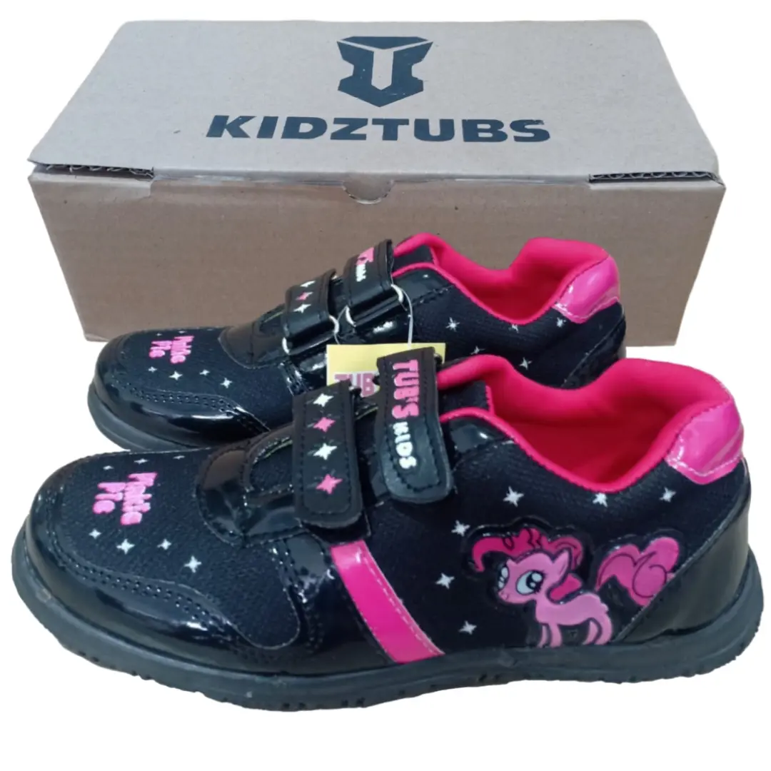 KIDZTUBS Sepatu Sekolah Anak Perempuan Karakter Frozen Kuda Pony Kitty Warna Hitam Ping Putih Umur 6-10 Tahun PAUD TK SD SMP-SEPATU1116052424 Fashion