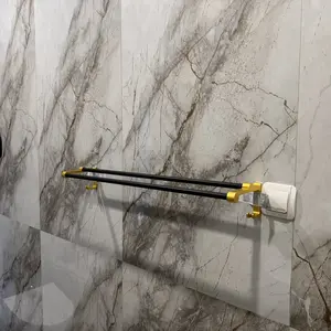 MEIDOO Rak Handuk Kamar Mandi Tebal Warna Emas Hitam Tahan Air dan Anti Karat tahan air