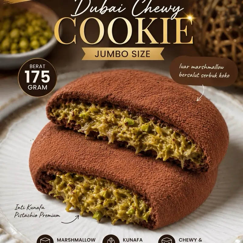 菓子 Dubai Chewy Cookie Jumbo jumbo dubai chewy cookie 500g - TikTok Shop Malaysia