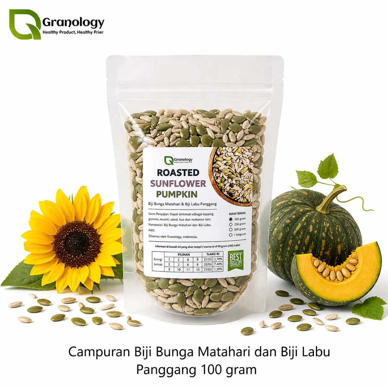 Roasted Mix Sunflower Seed dan Pumpkin Seed (100 gram) by Granology