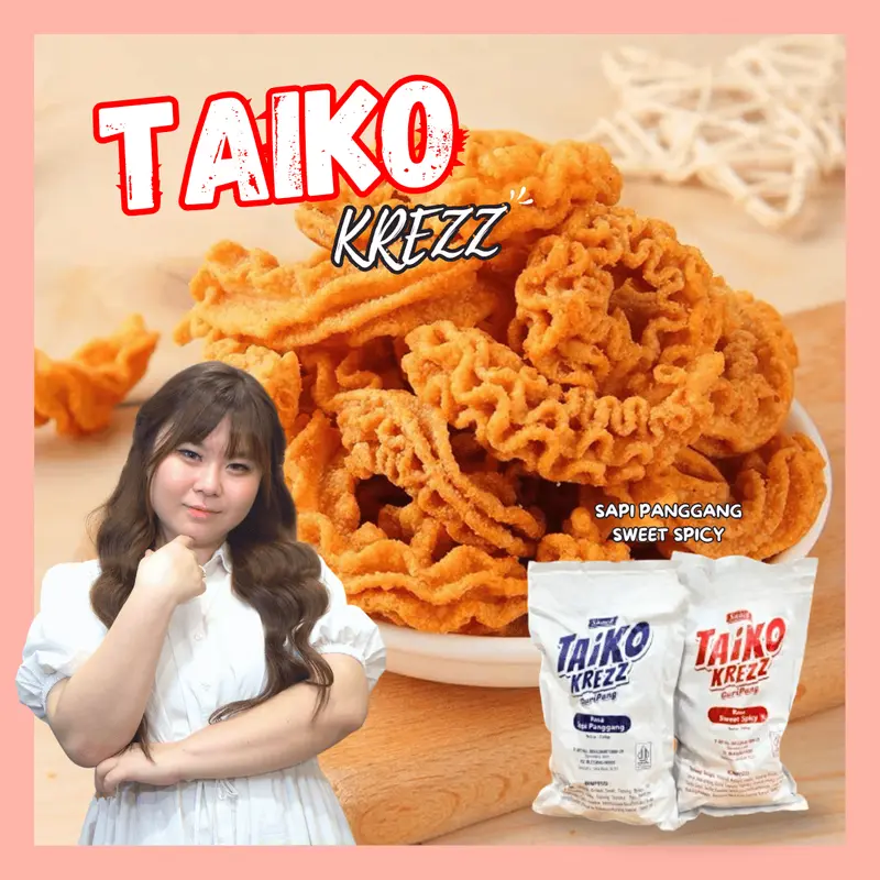 COD Taiko Krezz 500g/1000g  Keripik Gurita Octopus Roasted Snack camilan/makanan kembung/ puffed, citarasa baik, renyah dan lezat, makanan puffed daribahan baku berkualitas Food Kripik Cemilan Pedas Crispy Chips Ayam 0