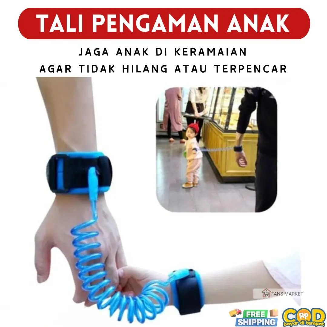 Tali Pengikat Tangan Anak Toddler Kids Safety Harness 1.5 Meter Fleksibel & Nyaman untuk Anak-Anak dengan Bahan Kain Velcro dan PVC Untuk Menjaga Anak Agar Tidak Hilang Terpencar di Keramaian