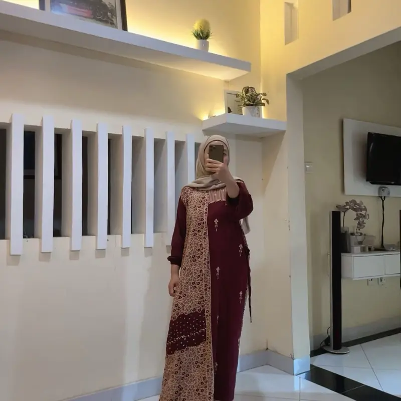 Sonata Dress Rayon Rempel Busui Lengan Panjang Homedress Batik Adem Tebal Nyaman Wanita