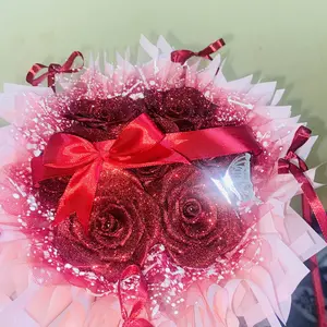 COD Buket kriwil glitter kupu / buket pita satin / round buket / buket kriwil pita satin / buket viral